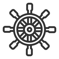 Obraz premium Steering wheel of a ship - web icon, illustration on a white background, outline style