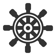 Obraz premium Steering wheel of a ship - web icon, illustration on a white background, glyph style