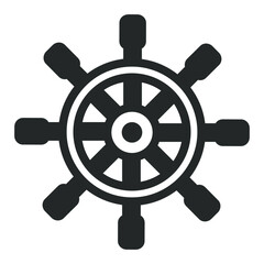 Obraz premium Steering wheel of a ship - web icon, illustration on a white background, glyph style