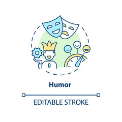Humor concept icon. Jokes and comedy. Emotional regulation. Cognitive change abstract idea thin line illustration. Isolated outline drawing. Editable stroke. Arial, Myriad Pro-Bold fonts used