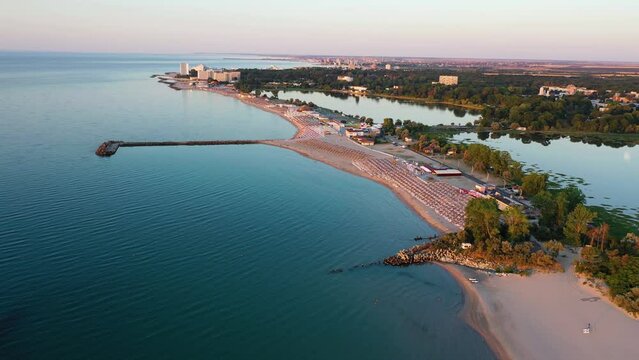 Neptun, Romania. Aerial view of the summer resort on the Romanian Black Sea.
