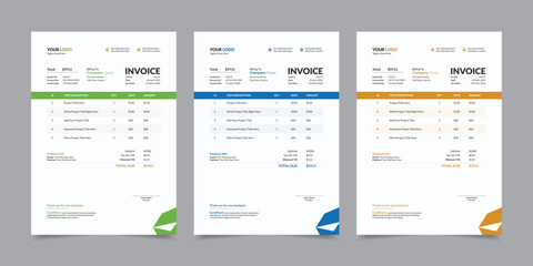 Modern Corporate Business Style Invoice Design Template Vector Illustration Print Ready  Layout, Bill Form Business Invoice Accounting, Professional Payment Agreement Template Stationery Design