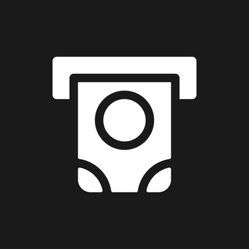 recommend clip art: Money dispenser dark mode glyph ui icon. Automated teller machine. User interface design. White silhouette symbol on black space. Solid pictogram for web, mobile. Vector isolated illustration