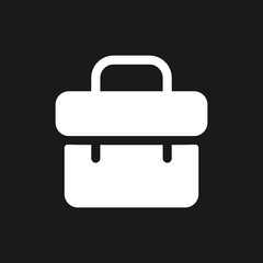 Business case dark mode glyph ui icon. Employment. Travel luggage. User interface design. White silhouette symbol on black space. Solid pictogram for web, mobile. Vector isolated illustration