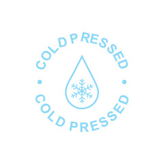 Cold pressed icon for labels of juices, oils and other products. Round symbol illustration