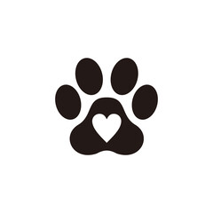 paw prints dog vector and heart illustration symbol sign
