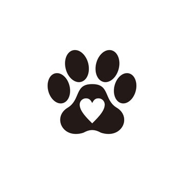 paw prints dog vector and heart illustration symbol sign