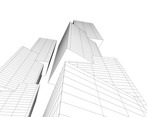 Fototapeta premium Modern architecture building 3d illustration