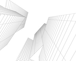 Fototapeta premium Modern architecture building 3d illustration
