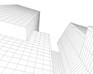 Fototapeta premium Modern architecture building 3d illustration