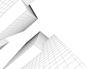 Fototapeta premium Modern architecture building 3d illustration