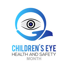 august is children's eye health and safety month awareness poster design