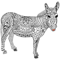 Donkey hand drawing, mule, sketch - 518104370