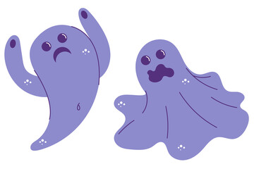 Ghosts. A small Halloween set of two cute and funny ghosts.
