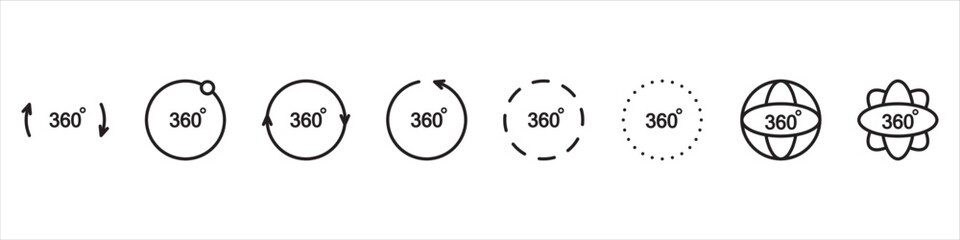 360 degree views of vector circle icons set isolated from the background.