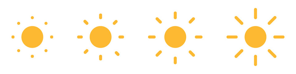 Sun icons vector isolated on white background. Shine sun ray set