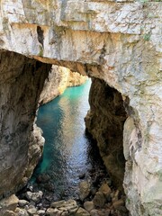 Cave in the sea. Turk's cave. Gaeta, Italy.
Tradition informs us that this is one of the three splits, which took place at O. Bl. Lord's death. During the middle ages it was a hiding place for pirates