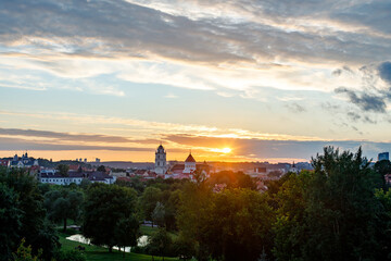 Vilnius old town panorama at the sunset