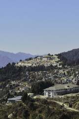 Fototapeta na wymiar tawang hill station and monastery, located on himalayan foothills in arunachal pradesh, north east india