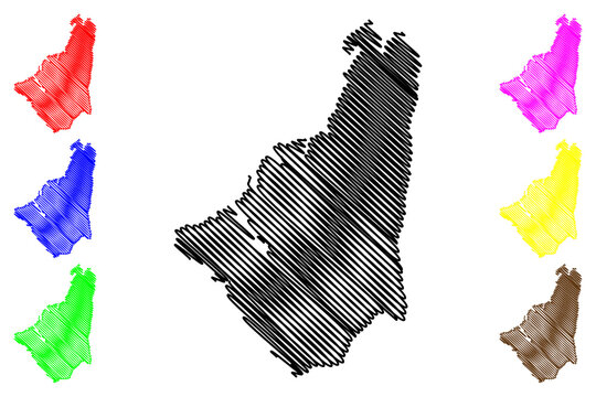 Osteroy island (Kingdom of Norway) map vector illustration, scribble sketch Osteroy map