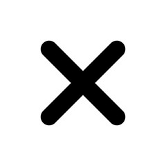 Fototapeta premium Cross mark black glyph ui icon. Delete action. Cancel button. Close window. User interface design. Silhouette symbol on white space. Solid pictogram for web, mobile. Isolated vector illustration