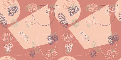 Pattern in vector with geometric shapes and berries. Print for clothing pattern