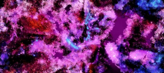 Abstract cosmic space and stars flowing digital fluid patterns in a painterly style - watercolor bright acrylic paint and ink styled  bright abstract concept