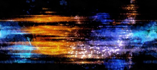 Abstract cosmic space and stars flowing digital fluid patterns in a painterly style - watercolor bright acrylic paint and ink styled  bright abstract concept