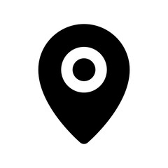 Location pin black glyph ui icon. Saving spot on map. Search for destination. User interface design. Silhouette symbol on white space. Solid pictogram for web, mobile. Isolated vector illustration
