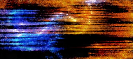 Abstract cosmic space and stars flowing digital fluid patterns in a painterly style - watercolor bright acrylic paint and ink styled  bright abstract concept