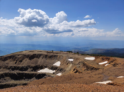 view from Pancicev vrh on Kopaonik mountain in Serbia in bright spring day