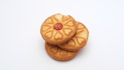 Pile of strawberry jam biscuits