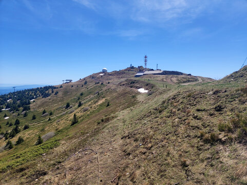 view from Pancicev vrh on Kopaonik mountain in Serbia in bright spring day