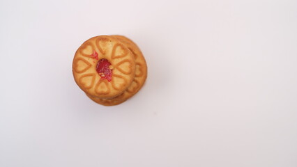 Pile of strawberry jam biscuits