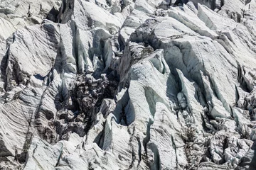 Papier Peint photo autocollant Nanga Parbat Close-up view of White and black Minapin glacier and Rakaposhi mountain view, Karakoram, Pakistan. Texture and pattern, background