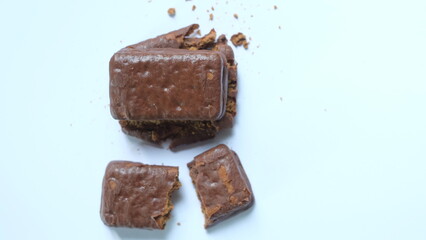 Chocolate biscuits coated with chocolate cream
