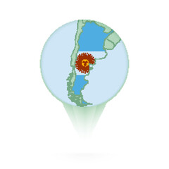Argentina map, stylish location icon with Argentina map and flag.