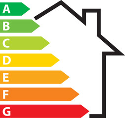 Diagnostic de performance énergétique. Icône dépense énergétique habitation immobilier. Illustration vectorielle.