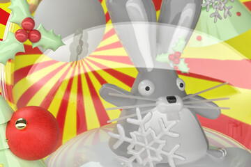 Obraz premium Bright background with a hare on the theme of the new year 2023