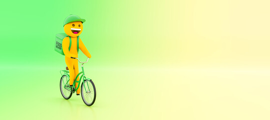 A cartoon-style food delivery service provider - panoramic template with a place to paste your text