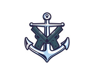 anchor with guns