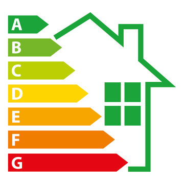 Diagnostic de performance énergétique. Icône dépense énergétique habitation immobilier. Illustration vectorielle IV. Maison verte.