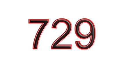 red 729 number 3d effect white background