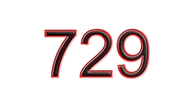 red 729 number 3d effect white background