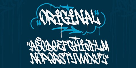 Flat Bold Abstract Handwritten Hiphop Graffiti Street Art Style Font Alphabet Vector Illustration Template