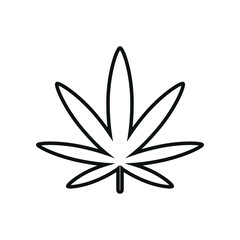 Cannabis, marijuana leaf line icon - editable stroke