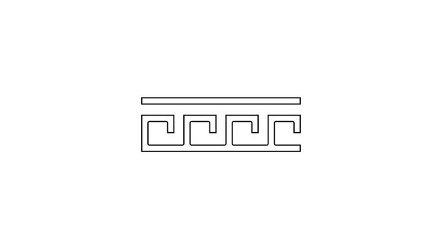 Black line Ancient Greek pattern icon isolated on white background. 4K Video motion graphic animation