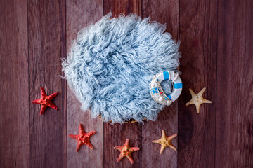 Newborn digital nautical background. Photo props © Francesco