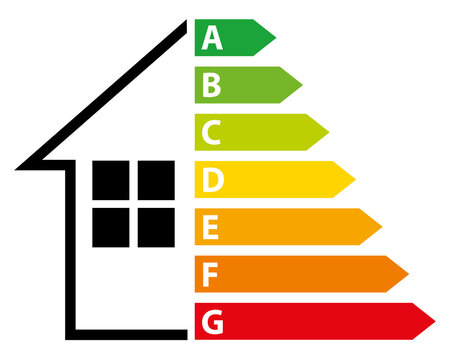 Diagnostic de performance &eacute;nerg&eacute;tique. Ic&ocirc;ne d&eacute;pense &eacute;nerg&eacute;tique habitation immobilier. Illustration vectorielle V.