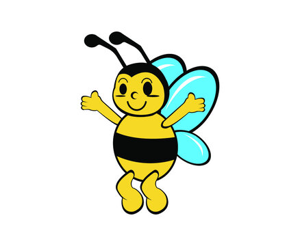 cute vector logo honey bee character